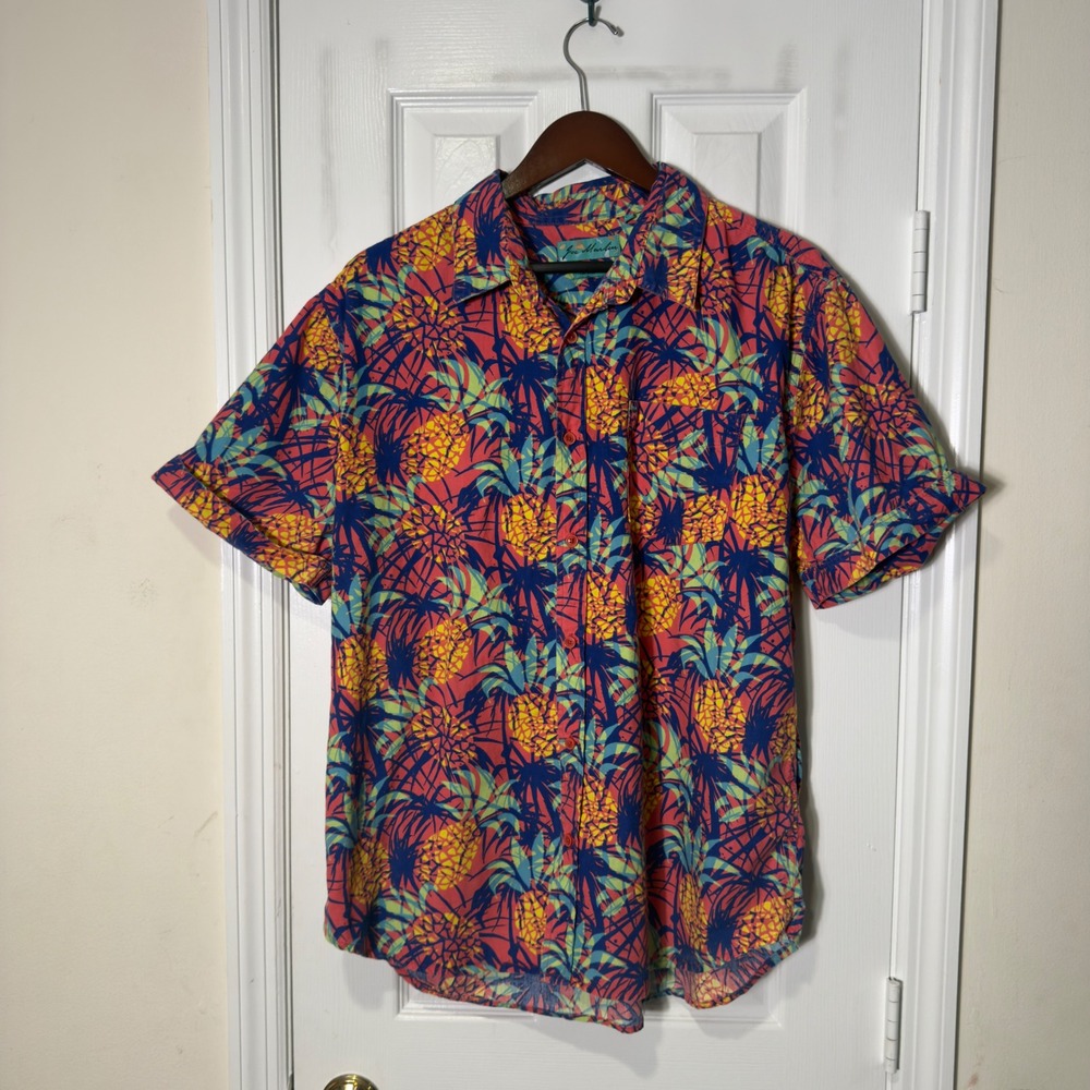 Joe Marlin Pineapple Hawaiian‎ Shirt Mens XL Tropical Button Up Short Sleeve